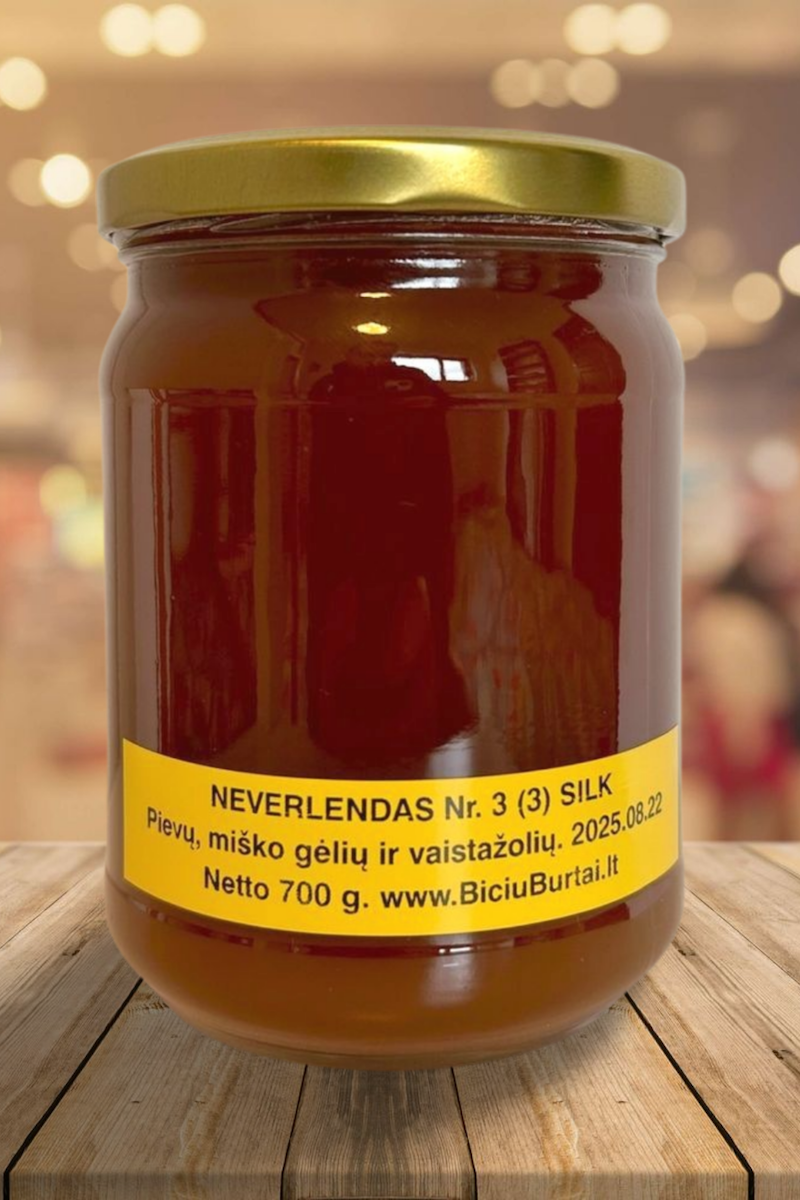 2025 švelnus daugiažiedis medus N3, 700 g (0,5L)